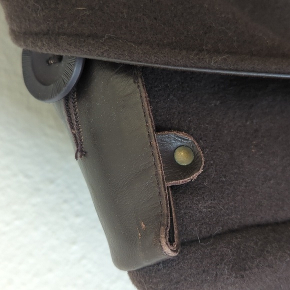 Mackage wool leather trim cozy belt winter trench coat - Picture 3 of 11